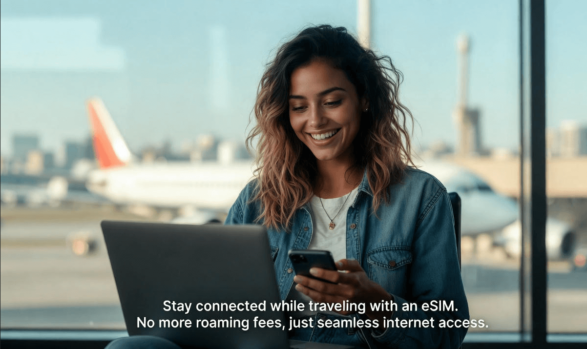 Traveler using eSIM