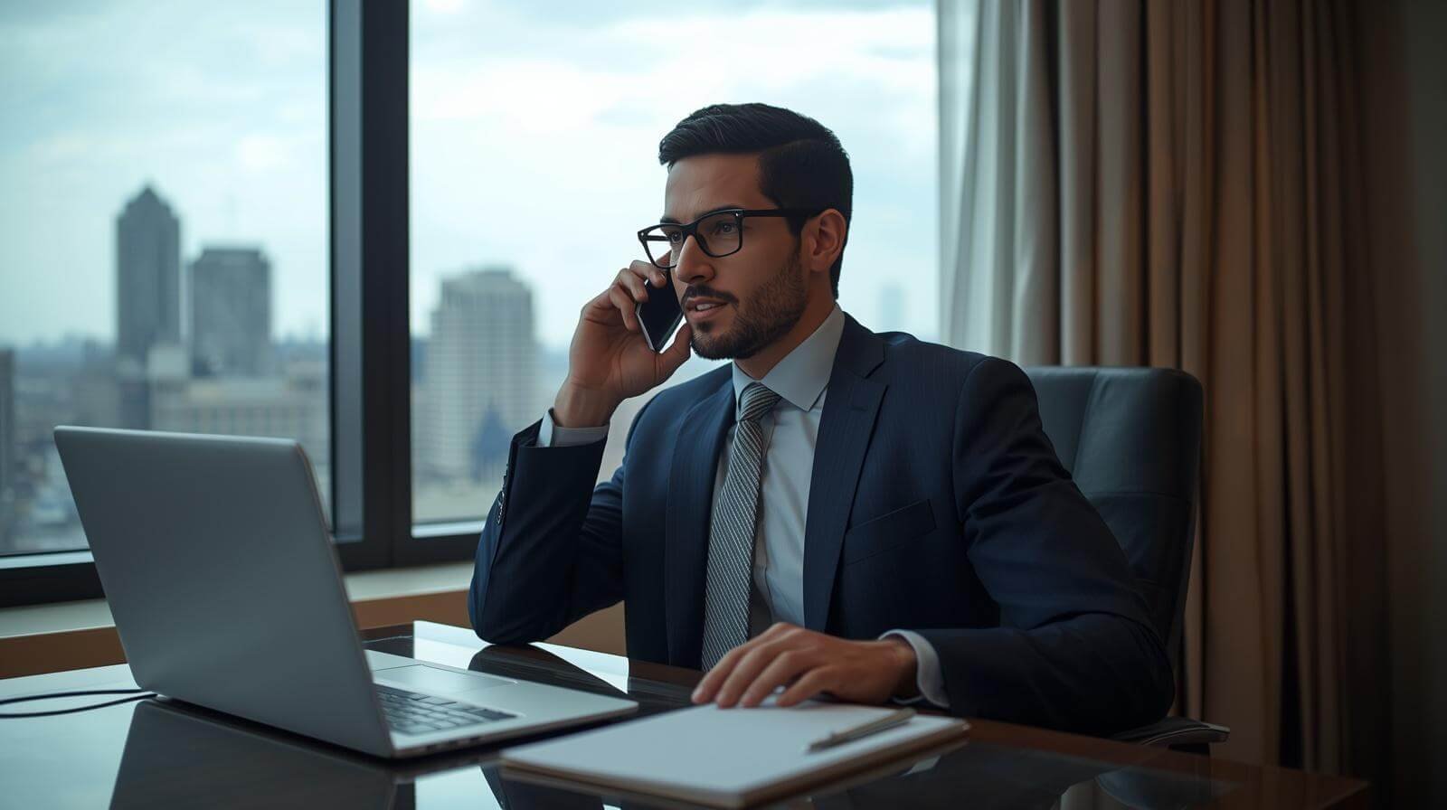 Business traveler using voice calling feature